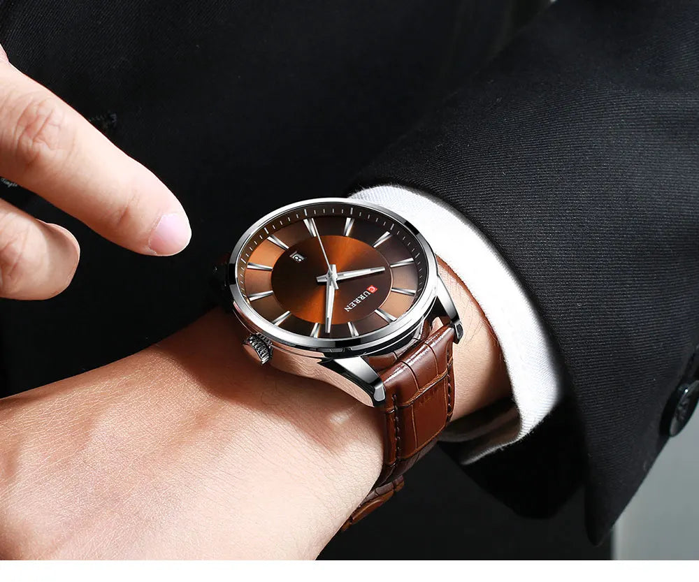 CURREN Luxury Leather Strap Watch - Premium Business Quartz Watch for Men - stay fit
