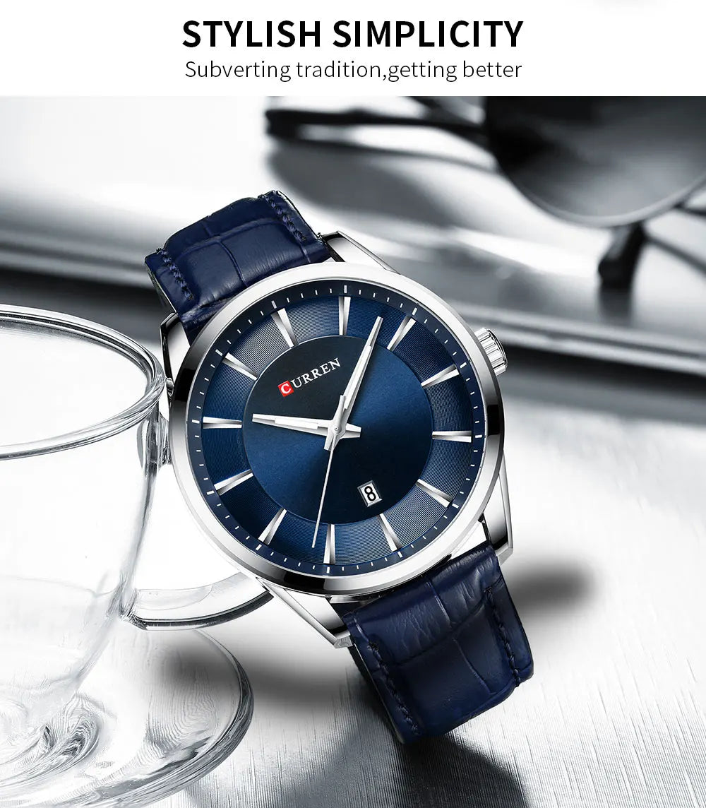 CURREN Luxury Leather Strap Watch - Premium Business Quartz Watch for Men - stay fit
