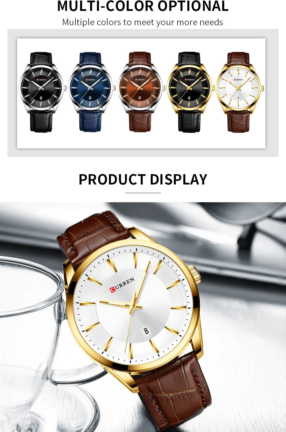 CURREN Luxury Leather Strap Watch - Premium Business Quartz Watch for Men - stay fit