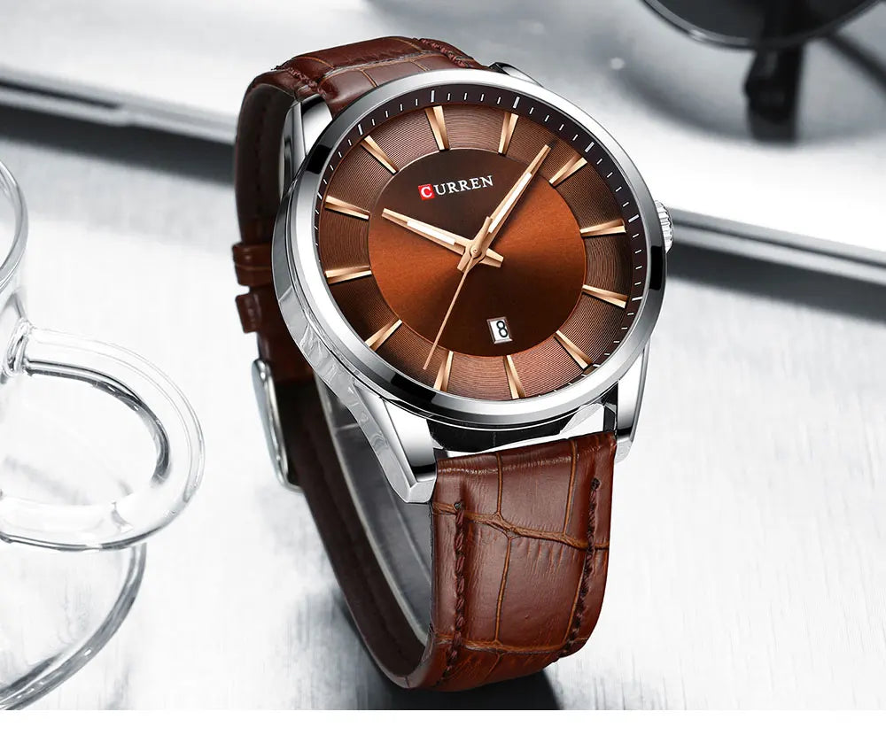 CURREN Luxury Leather Strap Watch - Premium Business Quartz Watch for Men - stay fit