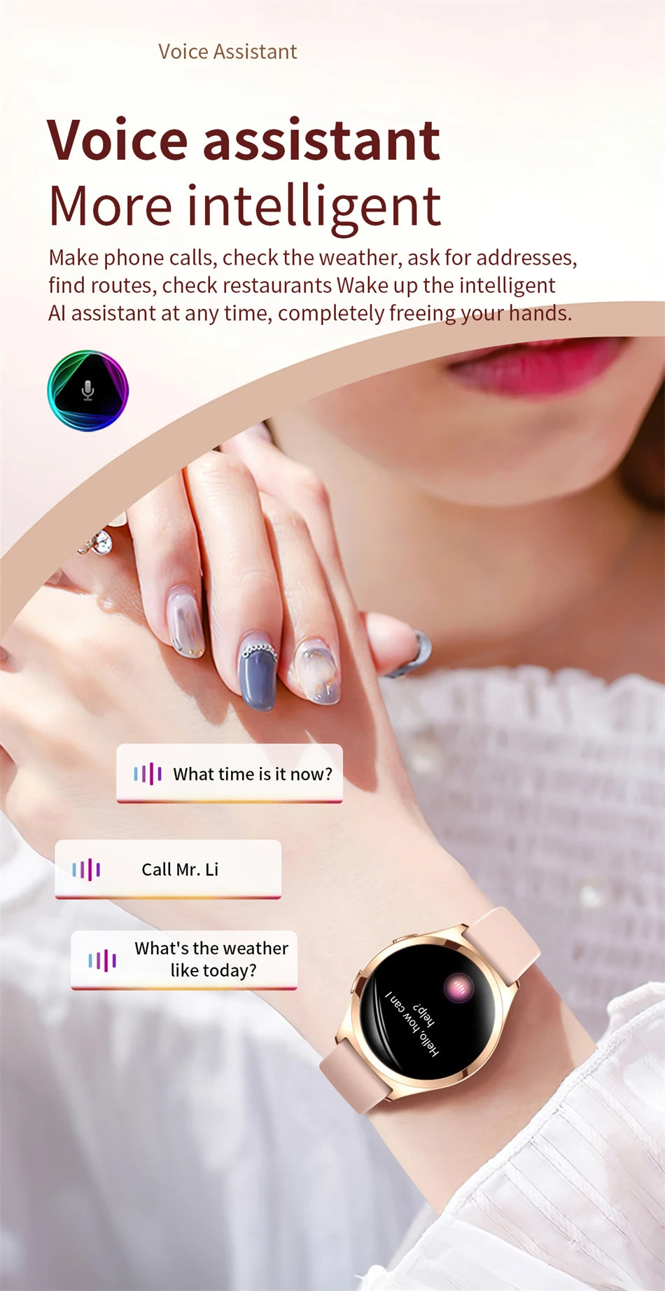 LIGE AMOLED Ladies Smartwatch - 1.27" HD Screen Custom Dial Bluetooth Call - stay fit