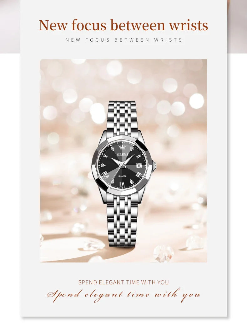 OLEVS Luxury Women's Watch - Waterproof Stainless Steel Luminous Quartz - stay fit