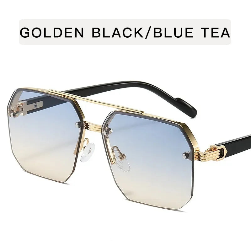 Metal Frame Sports Sunglasses - Retro Half Frame Sunglasses for Men - stay fit