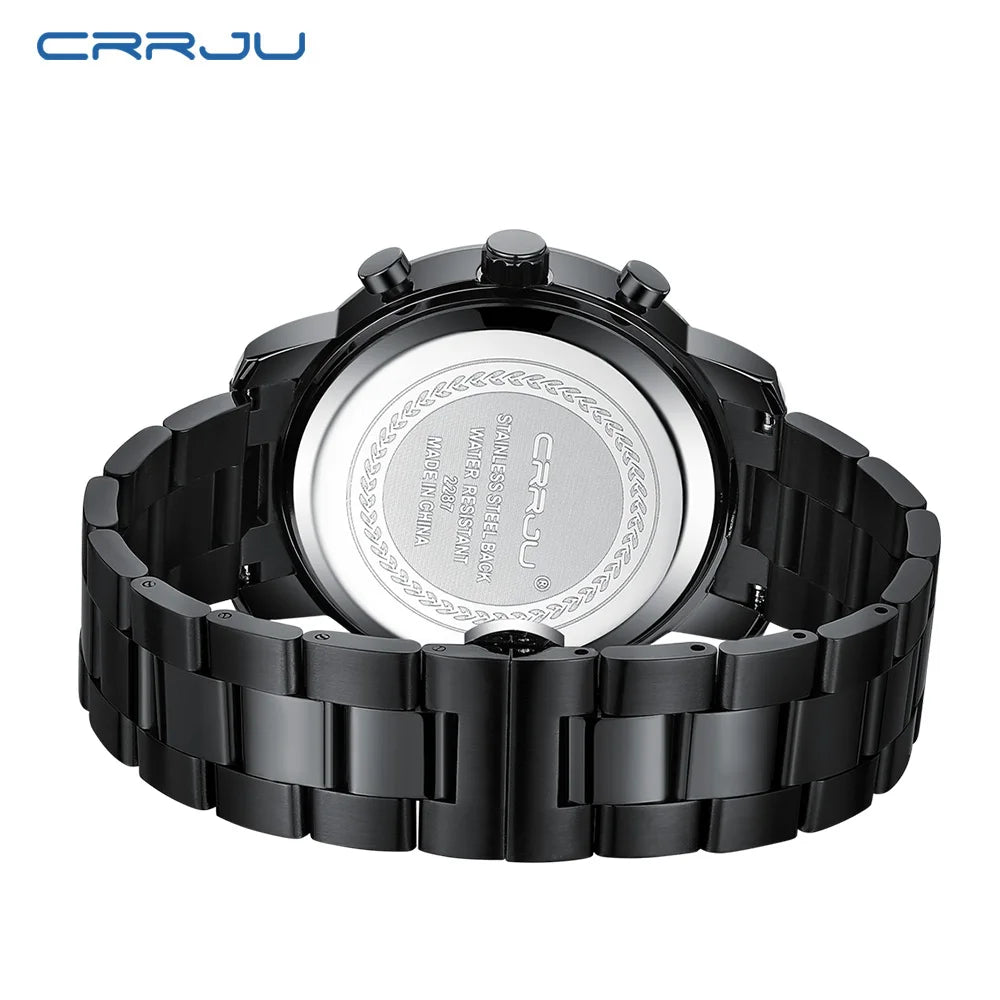 CRRJU Luxury Chronograph Watch - Stainless Steel Business Watch for Men - stay fit