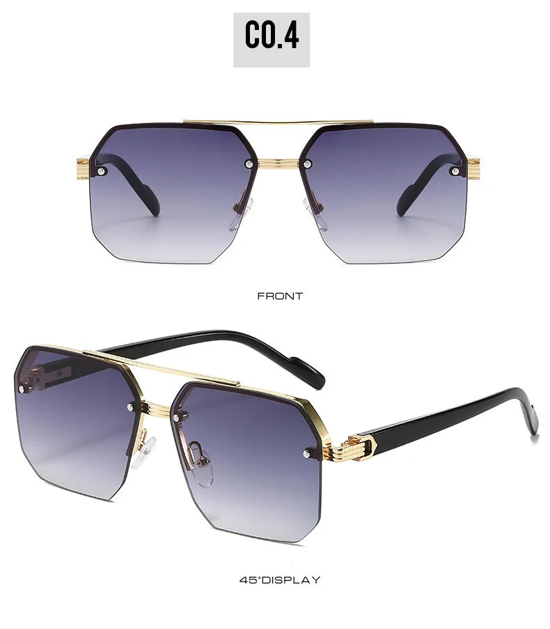 Metal Frame Sports Sunglasses - Retro Half Frame Sunglasses for Men - stay fit