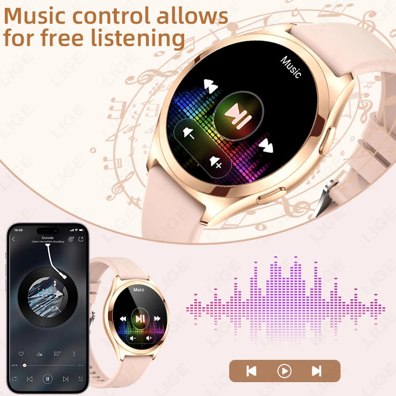 LIGE AMOLED Ladies Smartwatch - 1.27" HD Screen Custom Dial Bluetooth Call - stay fit