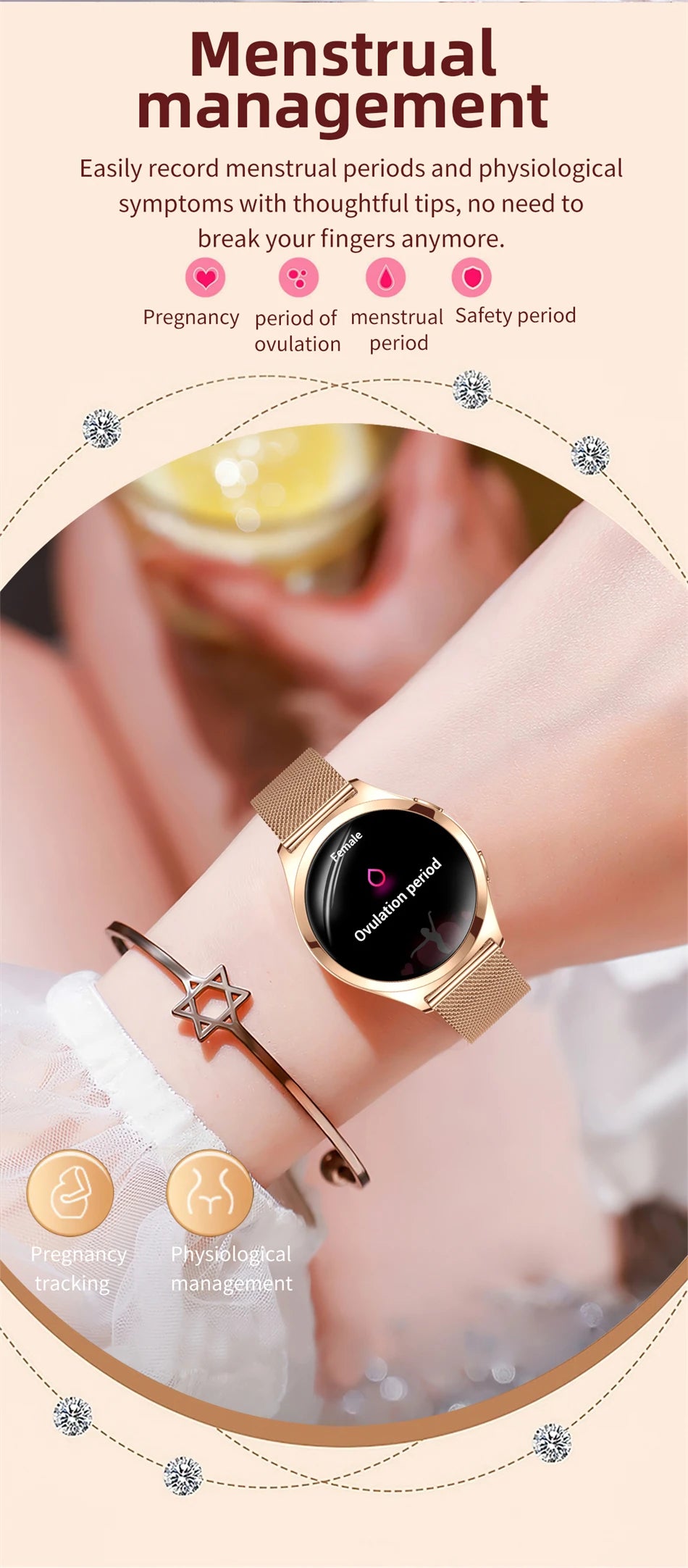 LIGE AMOLED Ladies Smartwatch - 1.27" HD Screen Custom Dial Bluetooth Call - stay fit