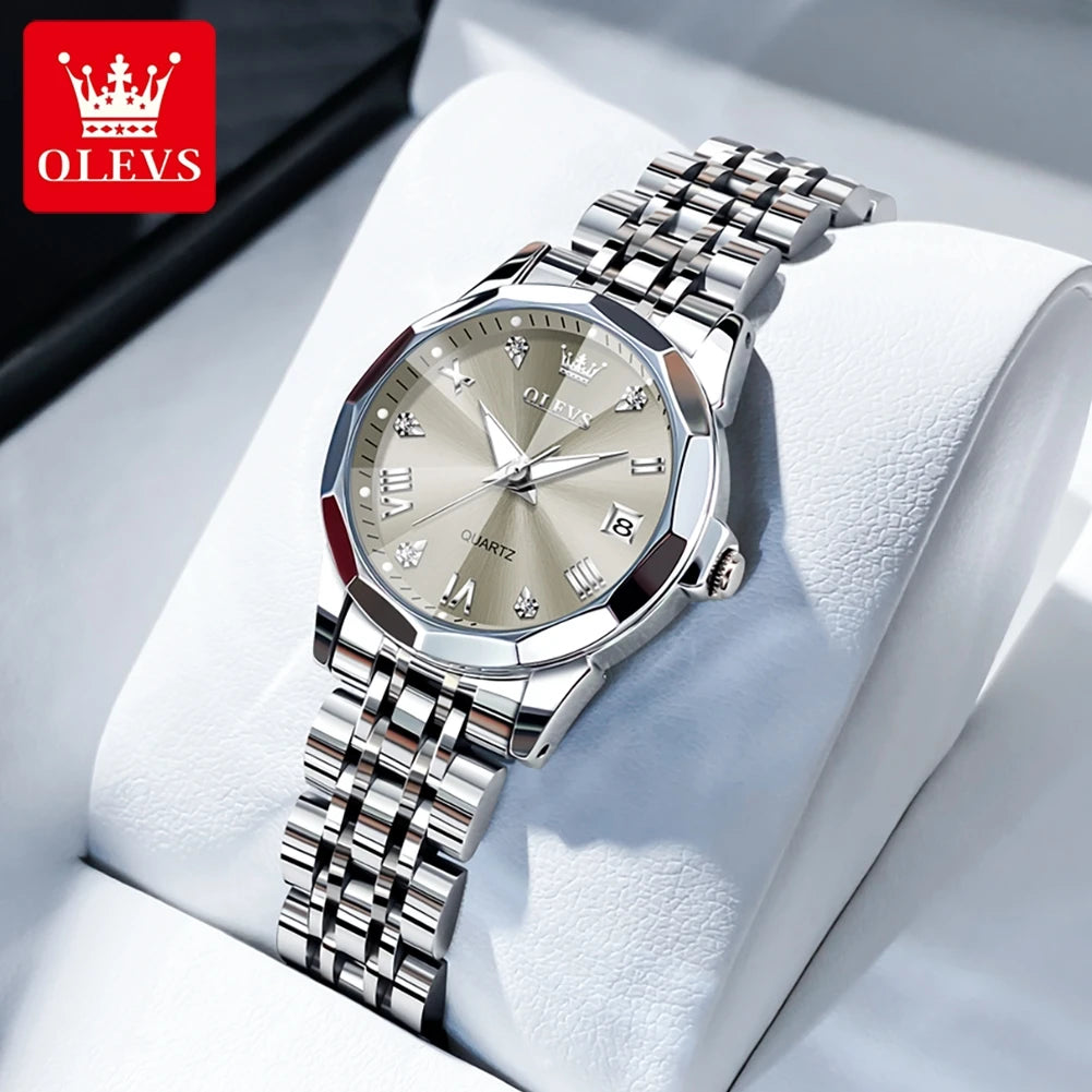 OLEVS Luxury Women's Watch - Waterproof Stainless Steel Luminous Quartz - stay fit