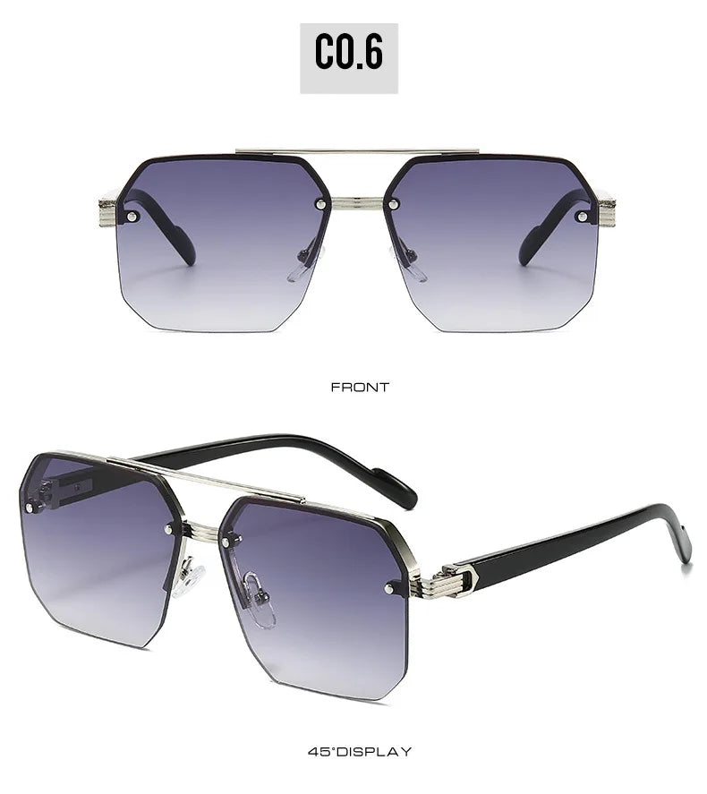 Metal Frame Sports Sunglasses - Retro Half Frame Sunglasses for Men - stay fit