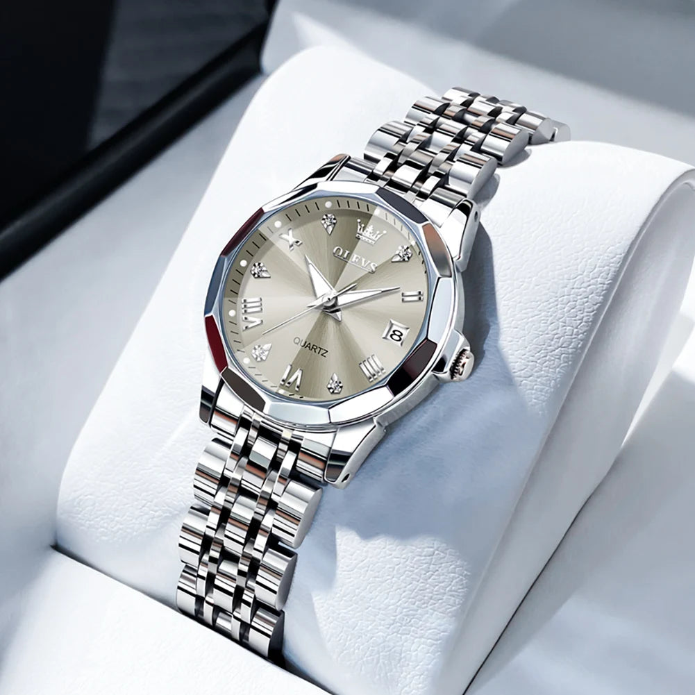 OLEVS Luxury Women's Watch - Waterproof Stainless Steel Luminous Quartz - stay fit