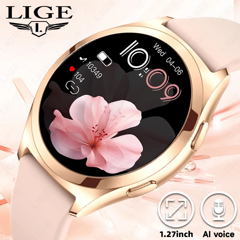 LIGE AMOLED Ladies Smartwatch - 1.27" HD Screen Custom Dial Bluetooth Call - stay fit