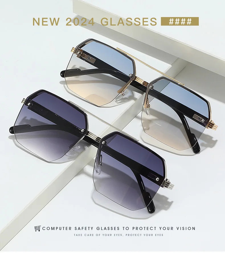 Metal Frame Sports Sunglasses - Retro Half Frame Sunglasses for Men - stay fit