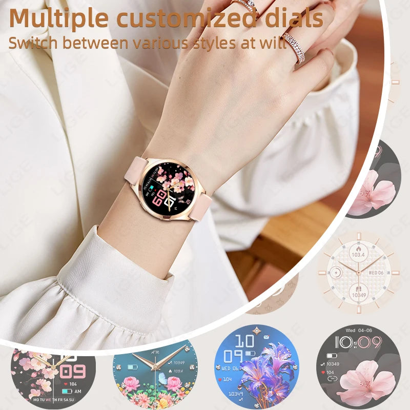 LIGE AMOLED Ladies Smartwatch - 1.27" HD Screen Custom Dial Bluetooth Call - stay fit