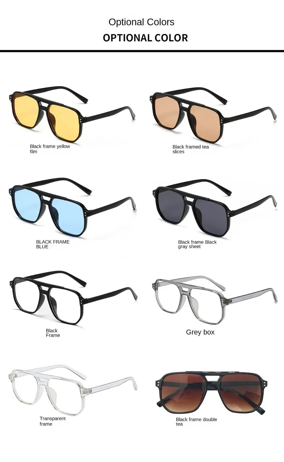 Vintage Men Women Big Sunglasses Men Square Shades Brand Designer Unisex Sun Glasses Black Lense Male Female Sunglasses UV400 - stay fit