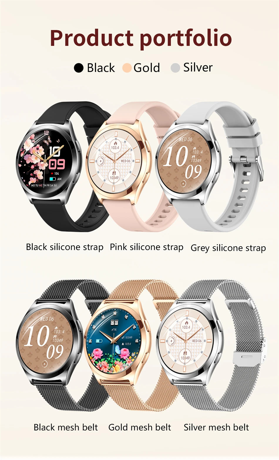 LIGE AMOLED Ladies Smartwatch - 1.27" HD Screen Custom Dial Bluetooth Call - stay fit