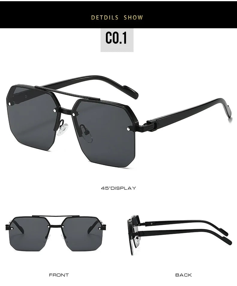Metal Frame Sports Sunglasses - Retro Half Frame Sunglasses for Men - stay fit