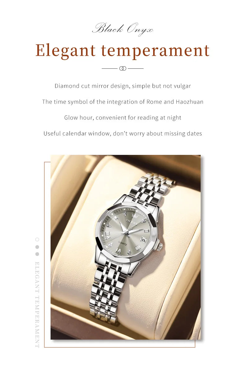 OLEVS Luxury Women's Watch - Waterproof Stainless Steel Luminous Quartz - stay fit