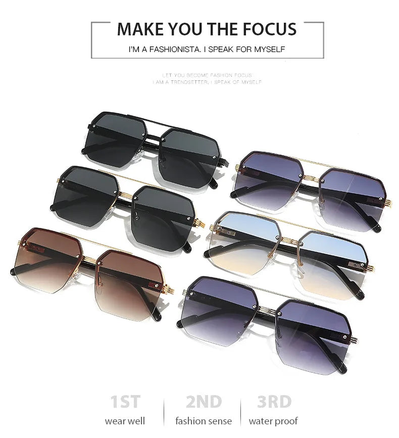 Metal Frame Sports Sunglasses - Retro Half Frame Sunglasses for Men - stay fit