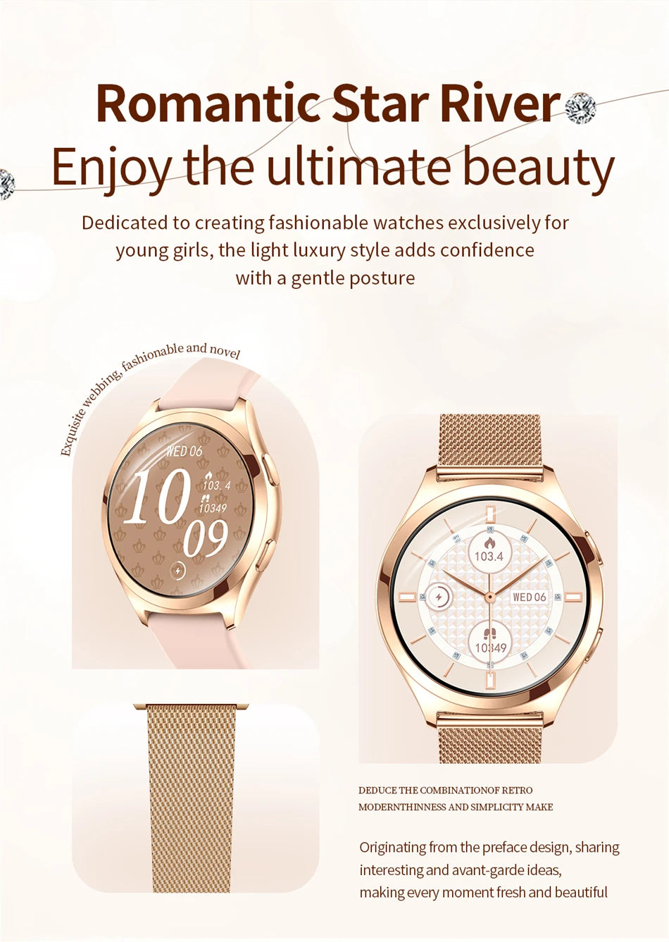 LIGE AMOLED Ladies Smartwatch - 1.27" HD Screen Custom Dial Bluetooth Call - stay fit