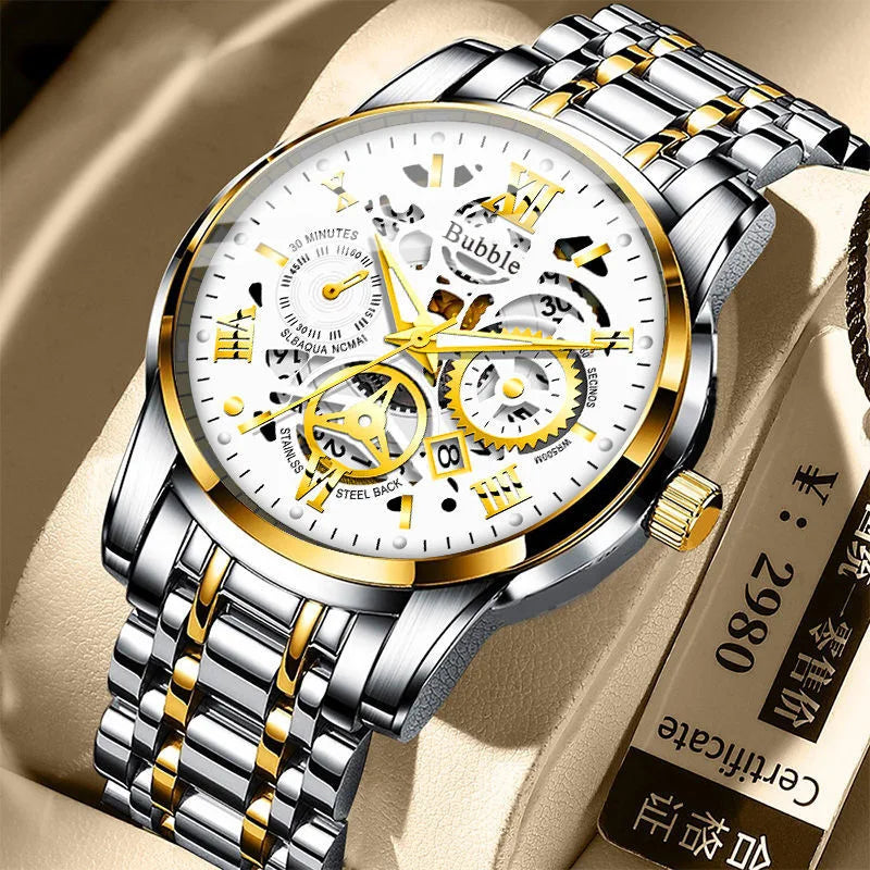 UTHAI Roman Hollow Watch - High-End Luxury Quartz Watch for Men - stay fit