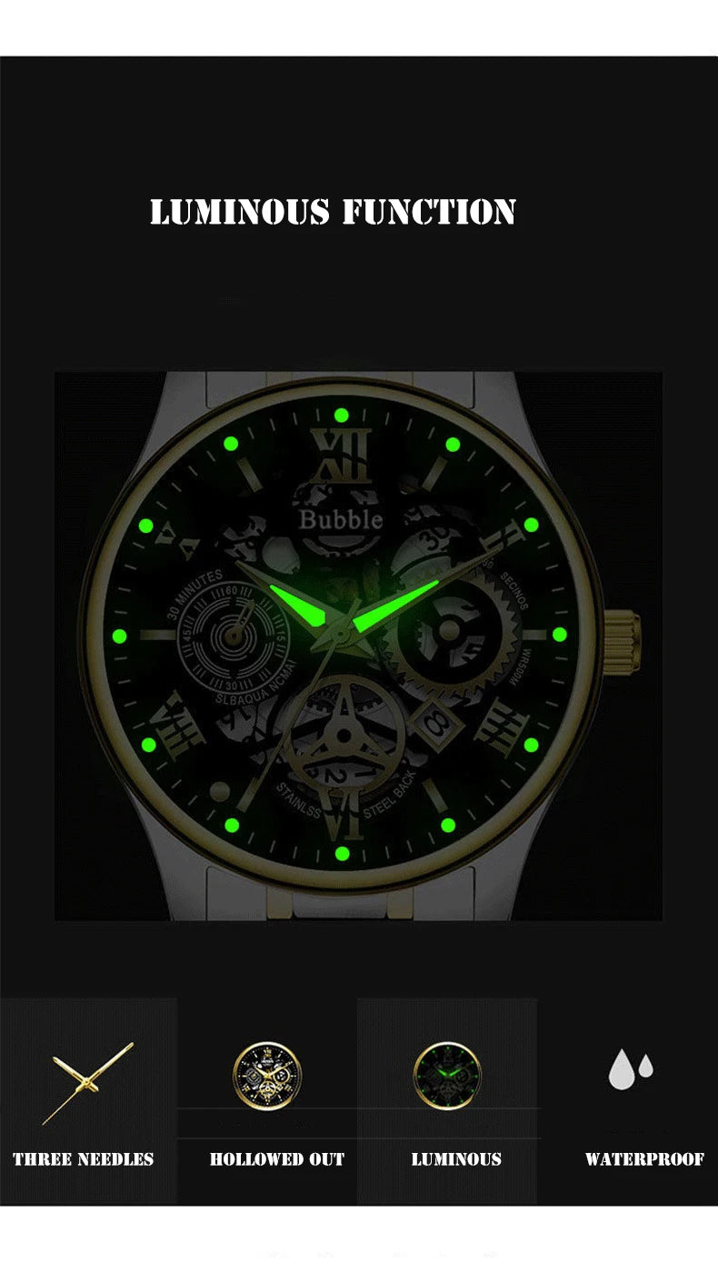 UTHAI Roman Hollow Watch - High-End Luxury Quartz Watch for Men - stay fit