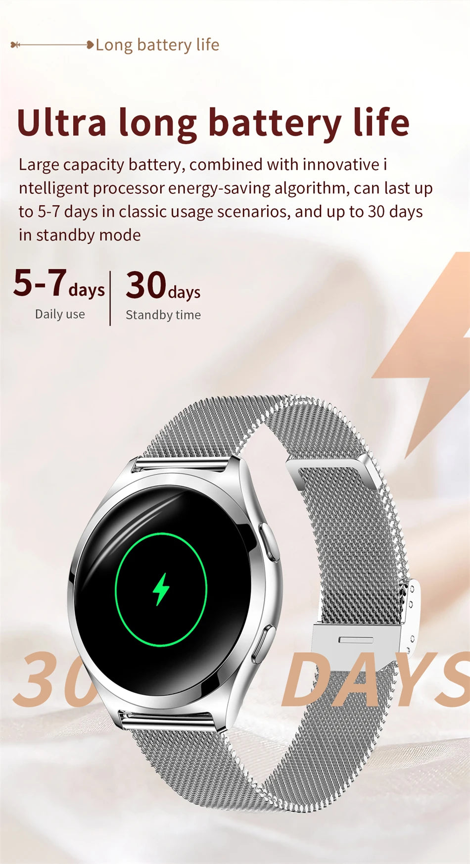 LIGE AMOLED Ladies Smartwatch - 1.27" HD Screen Custom Dial Bluetooth Call - stay fit