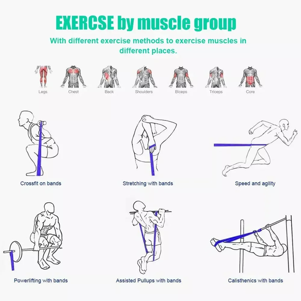 Resistance Bands Set 125lbs - Complete Home Gym in a Bag | Portable Workout - stay fit