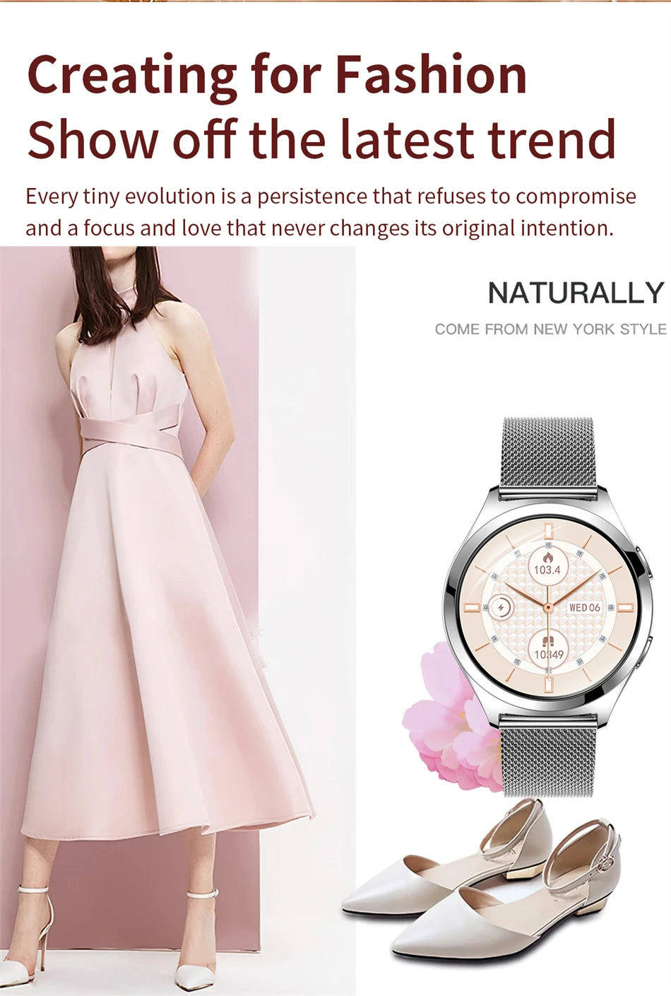 LIGE AMOLED Ladies Smartwatch - 1.27" HD Screen Custom Dial Bluetooth Call - stay fit