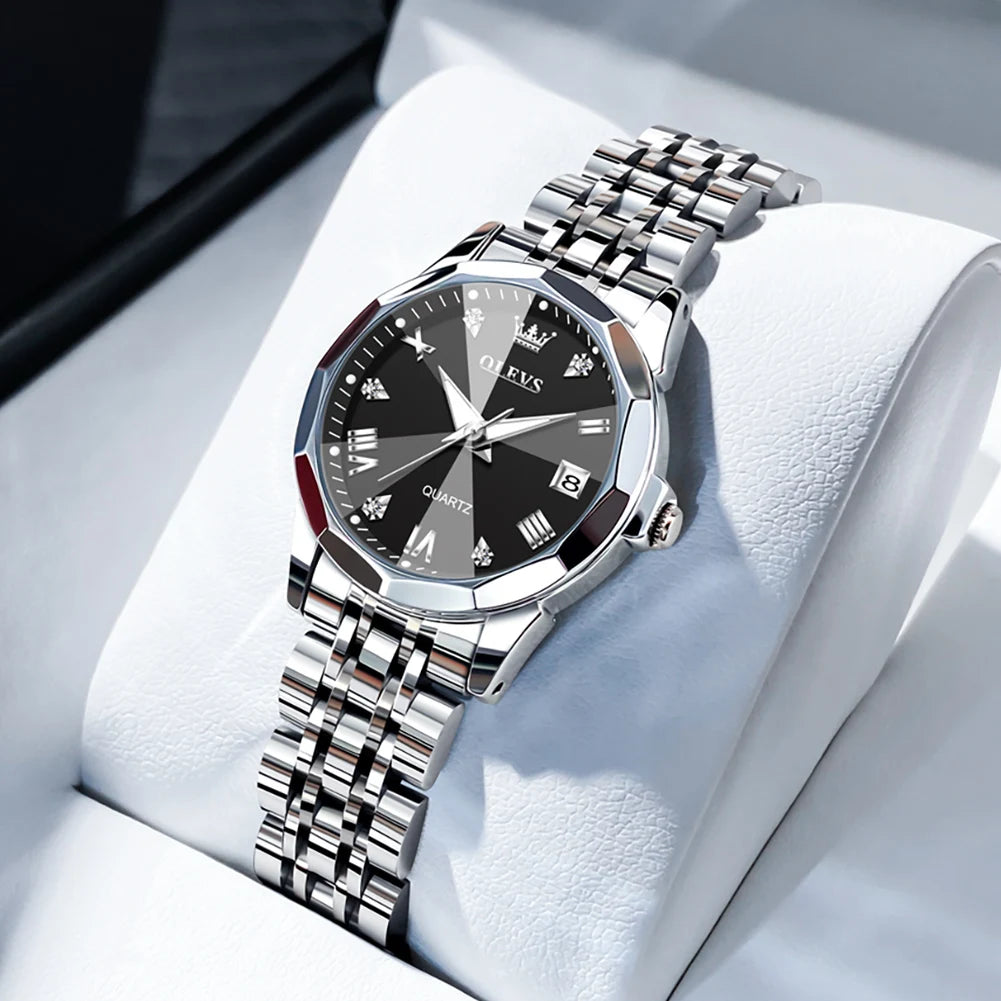 OLEVS Luxury Women's Watch - Waterproof Stainless Steel Luminous Quartz - stay fit