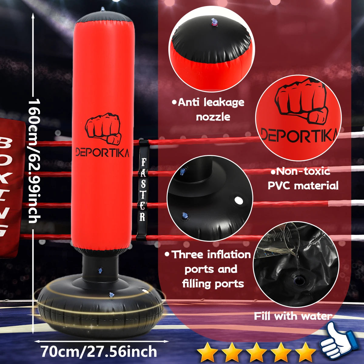 Inflatable Punching Bag 63-Inch - Release Stress & Get Fit | Heavy Duty - stay fit